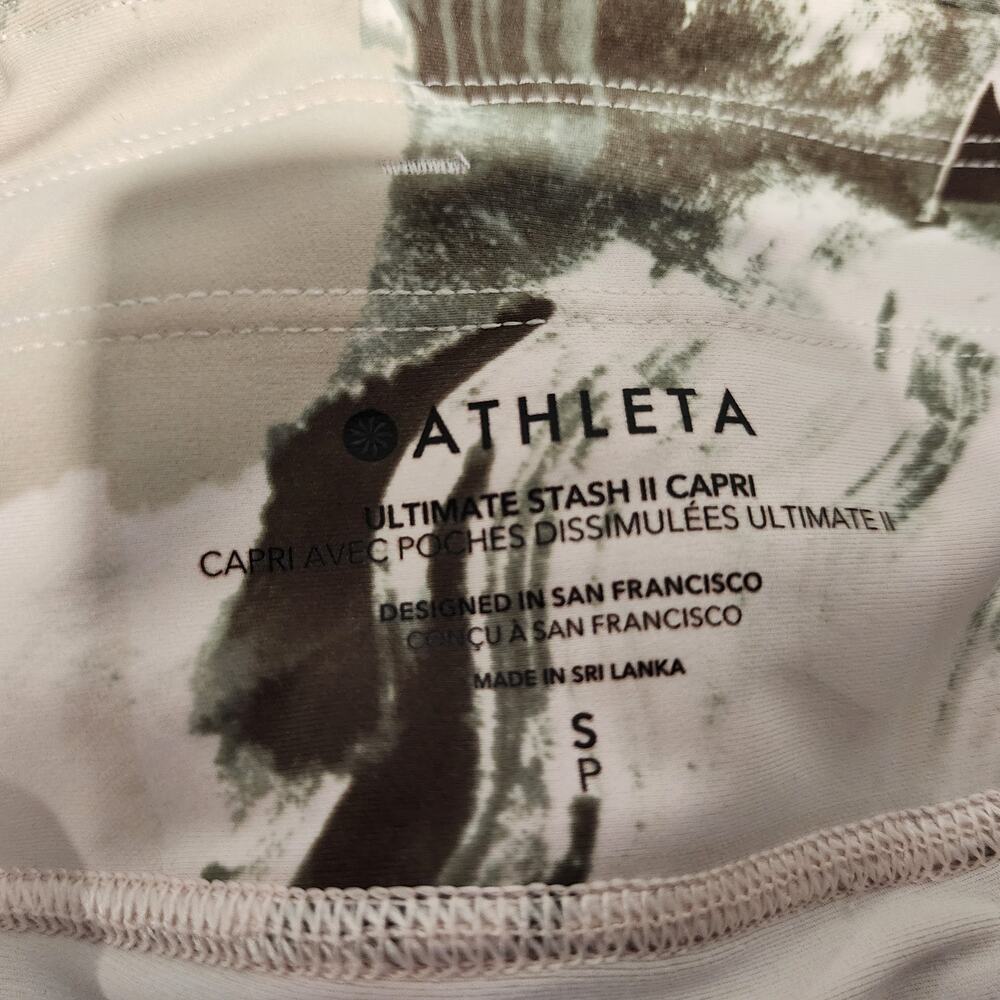 Athleta Ultimate Stash Pocket II Capri Small Painted Energy Olive Green Leggings - Picture 7 of 8